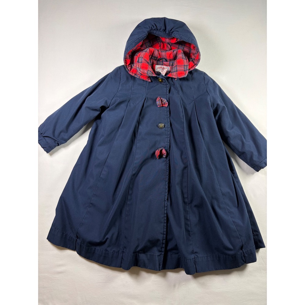 Copper Key Hooded Swing Coat Navy Plaid Preppy Winter Dark Academia Girl 6